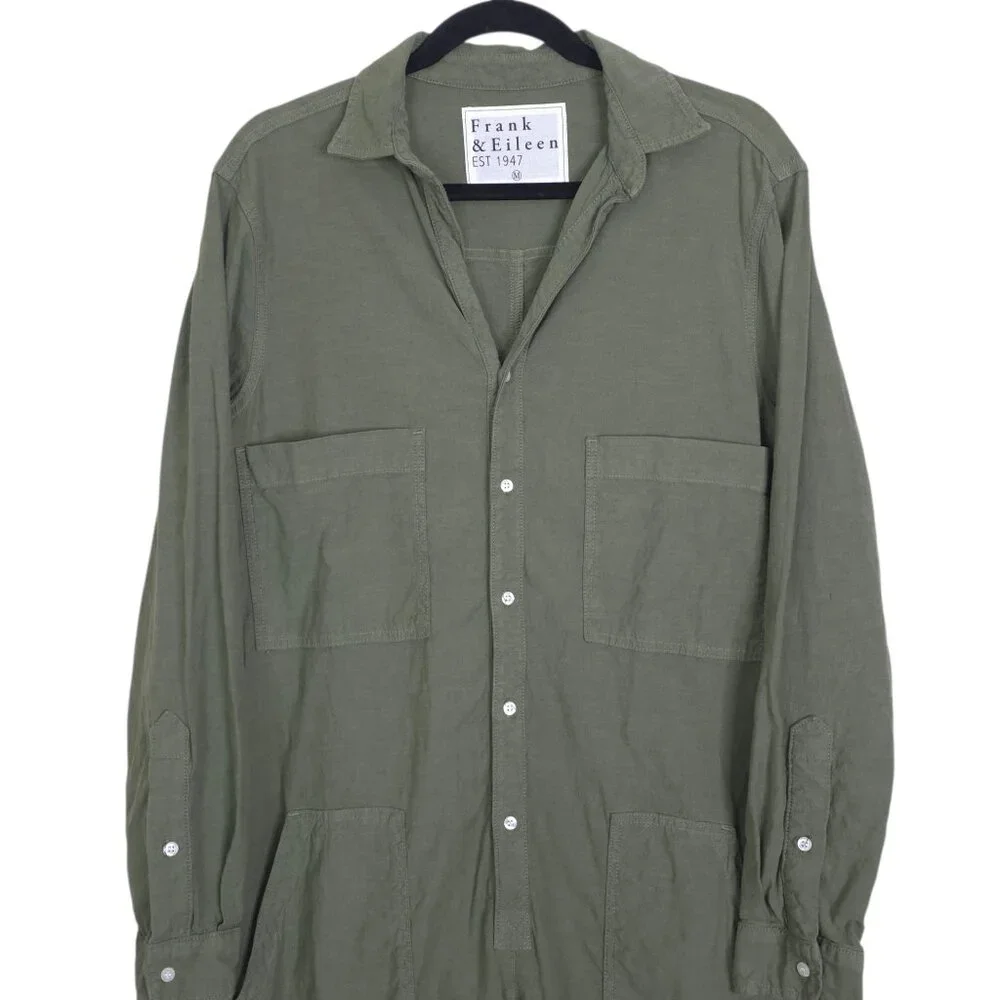 Frank & Eileen Northern Ireland Jumpsuit Army Green Italian Linen‎ Size M